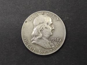 1958 D Franklin Silver Half Dollar...