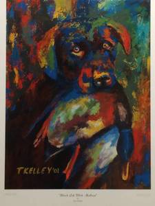 Black Lab With Mallard by Tom Kelley Signed &amp Numbered Print Size With Border 19.5x26
