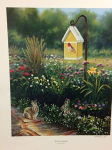 Kristis Garden by Rick Kelley, Signed Print Size With Border 16x19