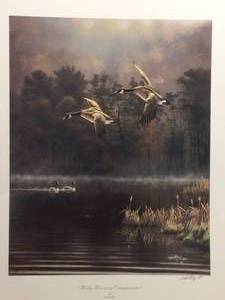 Misty Morning Companions by Rick Kelley, Signed and Numbered Print Size With Border 19.5x24.5