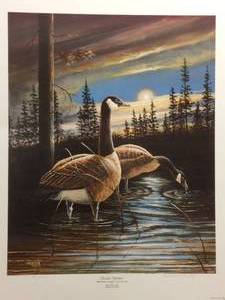 Moonlit Honkers by Richard M. Prunty, Signed and Numbered Print Size With Border 27x22