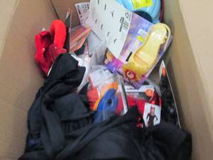 box full of halloween items ...