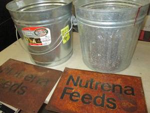 2 metal 10 gallon storage cans and ...