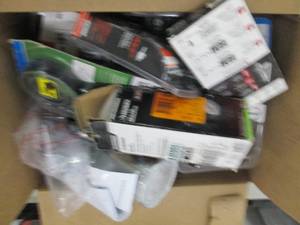 box of small gas engine items, wate...