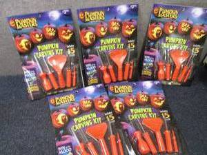 lot 74 image: 5 Pumpkin Carving Kits Retail $3.94...