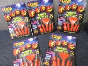 lot 75 image: 5 Pumpkin Carving Kits Retail $3.94...