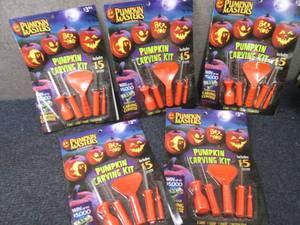 lot 77 image: 5 Pumpkin Carving Kits Retail $3.94...