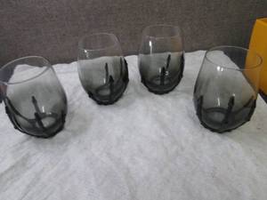 lot 80 image: SKELETON HAND STEMLESS WINE GLASS-1...