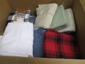 lot 166 image: Box of Assorted Table Cloths...