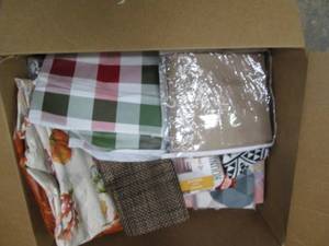 lot 167 image: Box of Assorted Table Cloths, Runne...