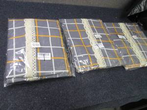 lot 173 image: 2- 55x55 inch Fabric Tablecloths, 1...