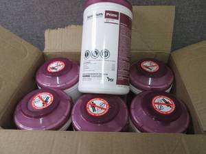 lot 181 image: Case of 6 -70ct Canisters Sani-Clot...