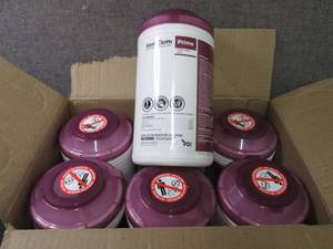 lot 183 image: Case of 6 -70ct Canisters Sani-Clot...