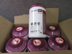 lot 184 image: Case of 6 -70ct Canisters Sani-Clot...