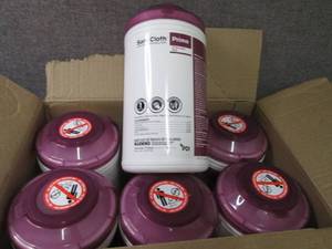 lot 185 image: Case of 6 -70ct Canisters Sani-Clot...