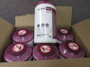 lot 186 image: Case of 6 -70ct Canisters Sani-Clot...