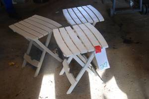 3 plastic outdoor end tables...