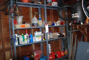 2 8ft garage shelves plus contents....
