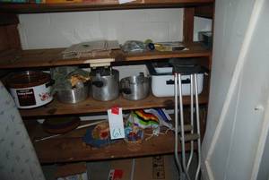 Contents of 3 shelves, an ironing b...