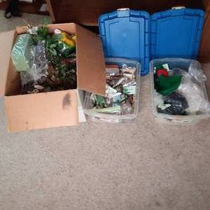 2 small covered shoebox totes and a...