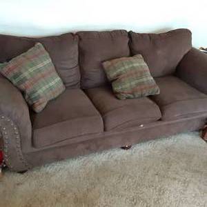 Large 92 Dark Brown Upholstered 3 ...