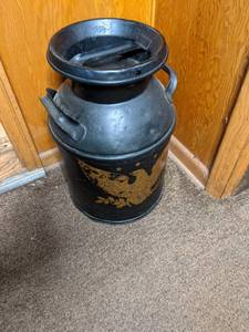 Black painted and decorated lidded ...