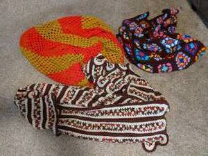 3 hand knit afghan style blankets...