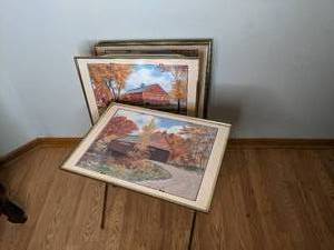 Set of 4 Antique TV Trays with matc...