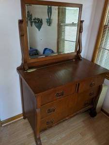 Antique Wood 4 drawer wash Table wi...