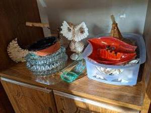 Variety of Ashtrays and shell decor...