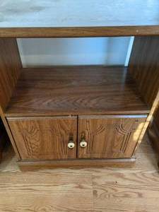 Wood Microwave Cart with hidden whe...
