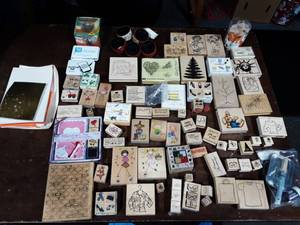 Large Variety Of Rubber Stamps, Ink Pads & Related