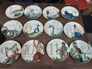 8 Stone Ware Christmas Plates-12 Days Of Christmas