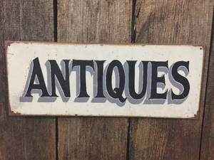 lot 16 image: Old Look Metal Antiques Sign