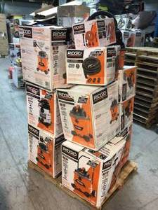 Lot of RIDGID 10 Gal. 6.0-Peak HP Stainless Steel WetDry Shop Vacuum with Filter, Hose and Accessories Customer Returns See Pictures