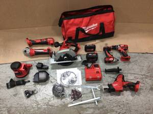 Milwaukee M18 18-Volt Lithium-Ion Cordless Combo Tool Kit (7-Tool) with Batteries and charger Customer Returns See Pictures