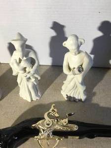 Avon gun missing cap and ceramic figures