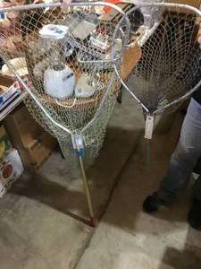 2 fishing nets one hand and one pole