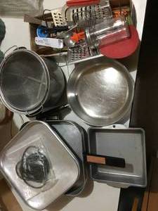 misc kitchen utensils and pots and pans electric frying pan