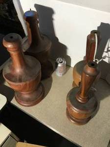 4 wooden lamps not wired