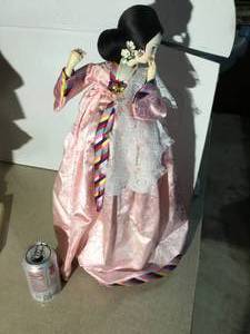 Vintage Japanese doll in pink dress