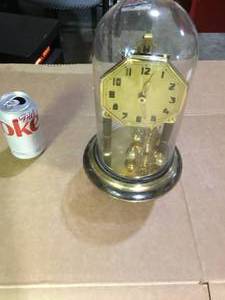 Metal and glass clock (no key)