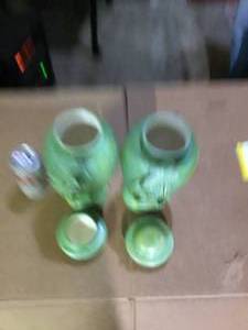 2 ceramic decorative green urns