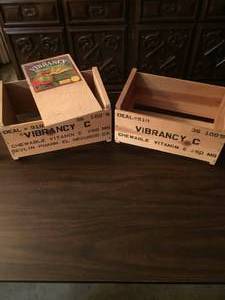 2 vintage wooden crates Vibrancy one lid