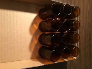 12 brown 10-12oz beer glasses