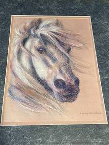 lot 79 image: Nancy Chien Eriksen 1998 Horse Themed Framed Print