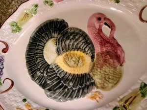 lot 40 image: Thanksgiving Platter and Glass Pumpkins