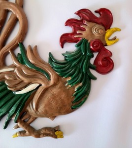 lot 46 image: Vintage Painted Metal Roosters
