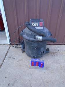 Craftsman 5 hp wetdry shop vac. Good used condition. Tested & works. As shown.