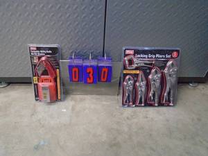 Package of locking pliers & utility knife with blades. As shown.